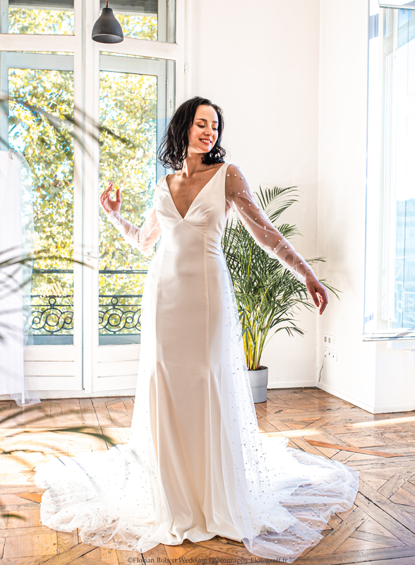Robe sirène / bohème simple mariage civil en boutique à Lyon