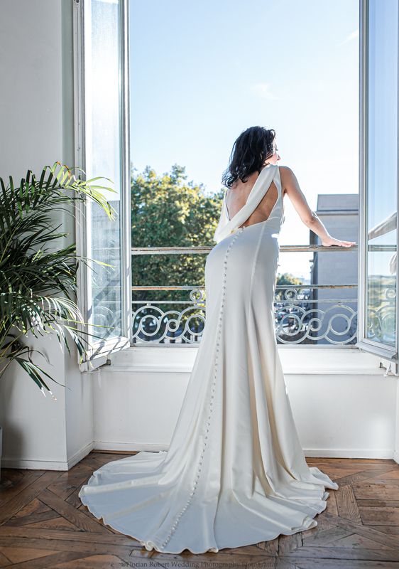 Robe sirène / bohème simple mariage civil en boutique à Lyon